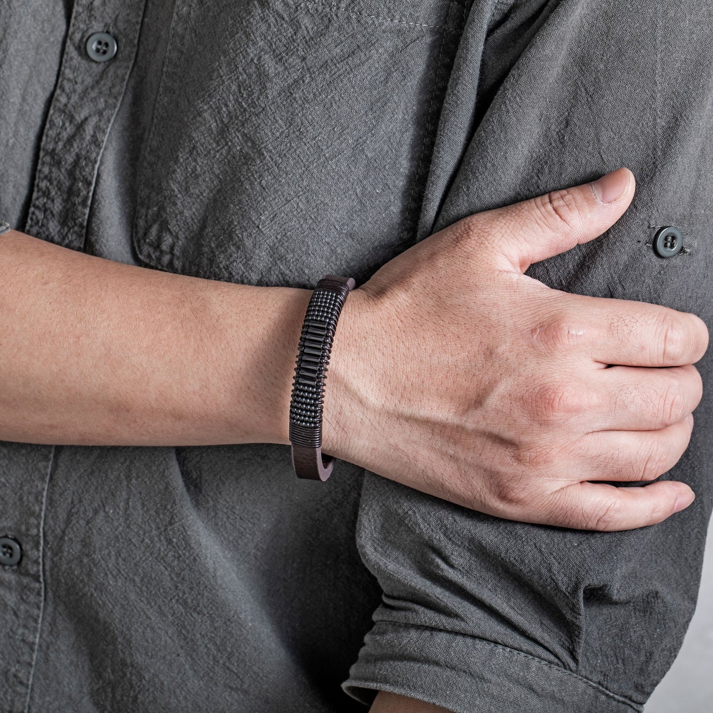 Leather And steel Bracelet B00654