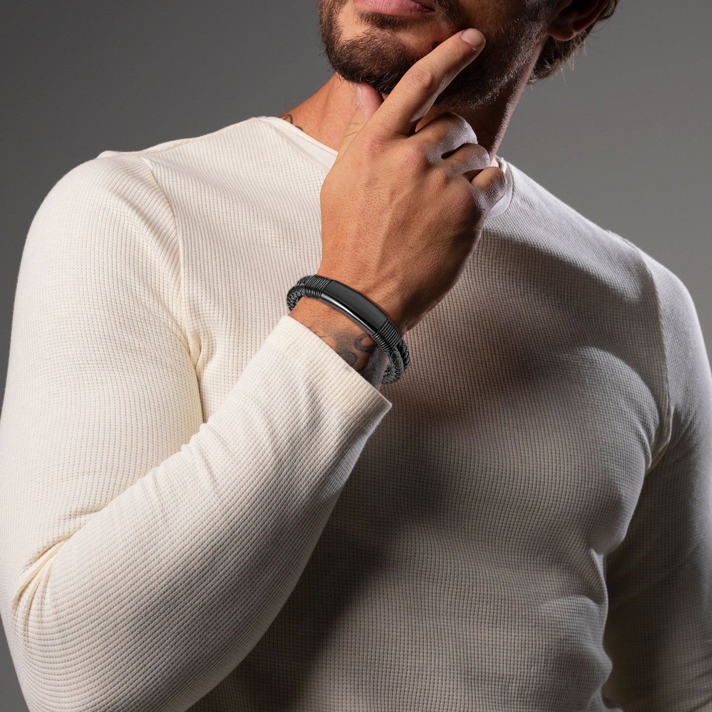 Leather and Steel Bracelet B00634