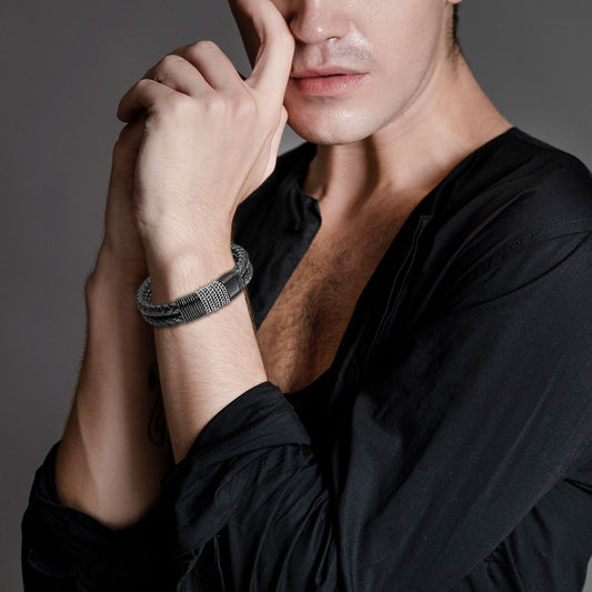 Leather And steel Bracelet B00569