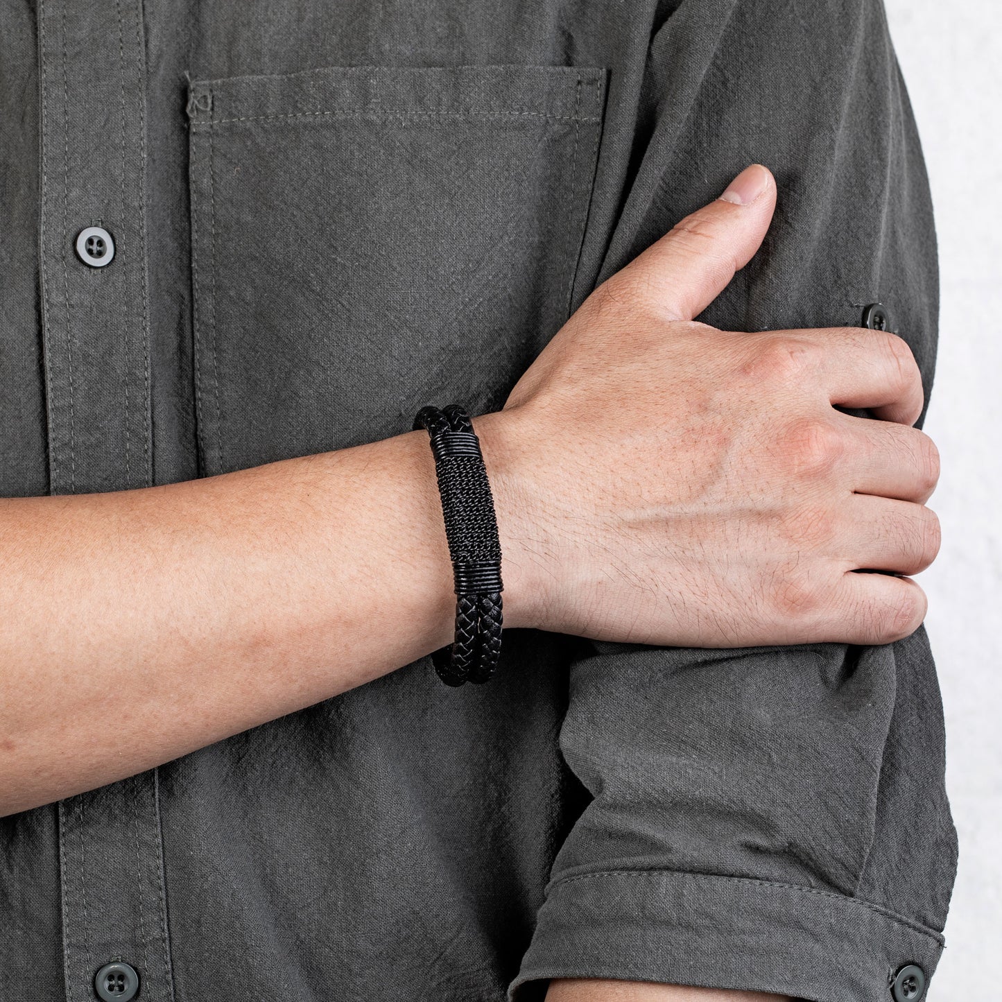 Leather And steel Bracelet B00562
