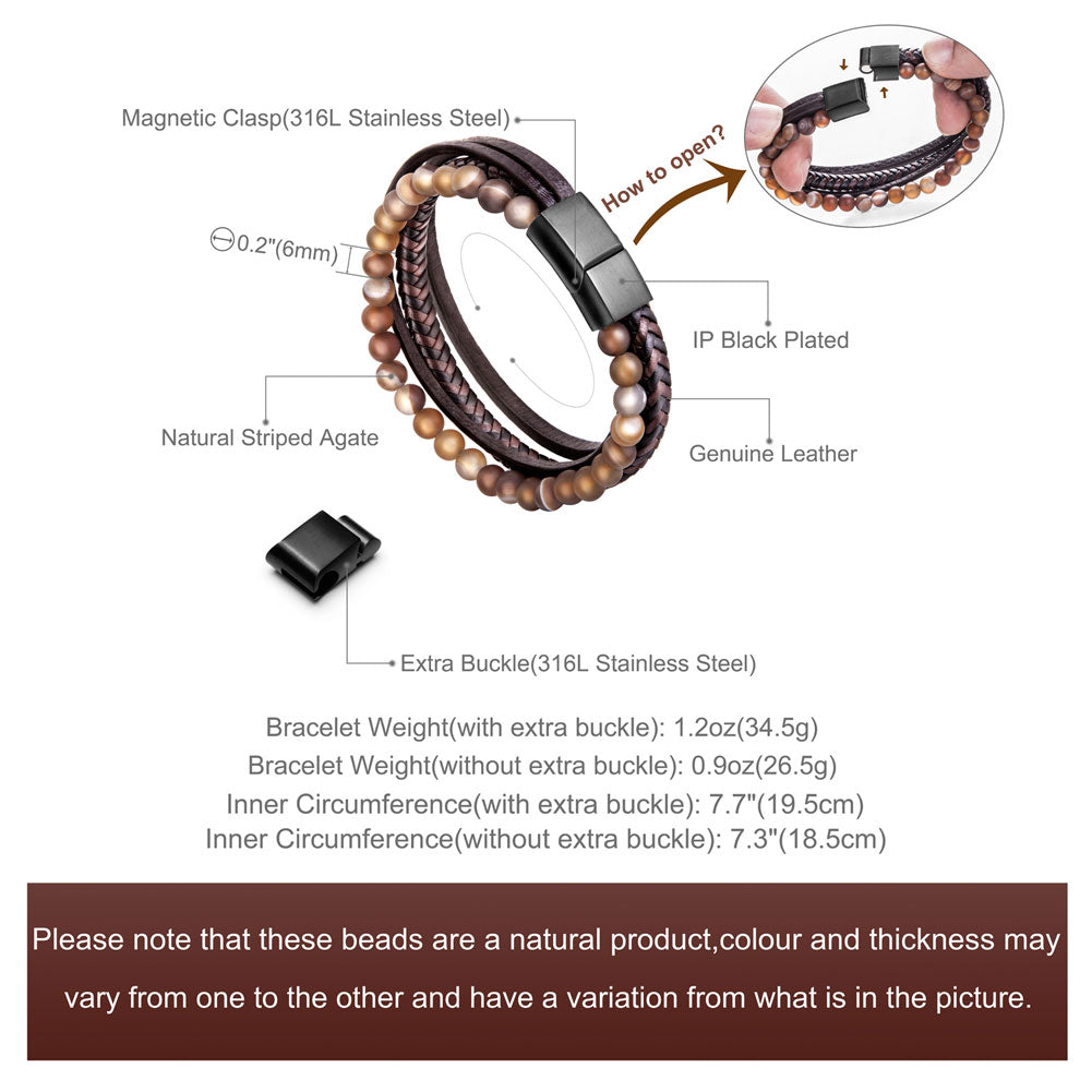 Leather And Bead Bracelet BHR00037