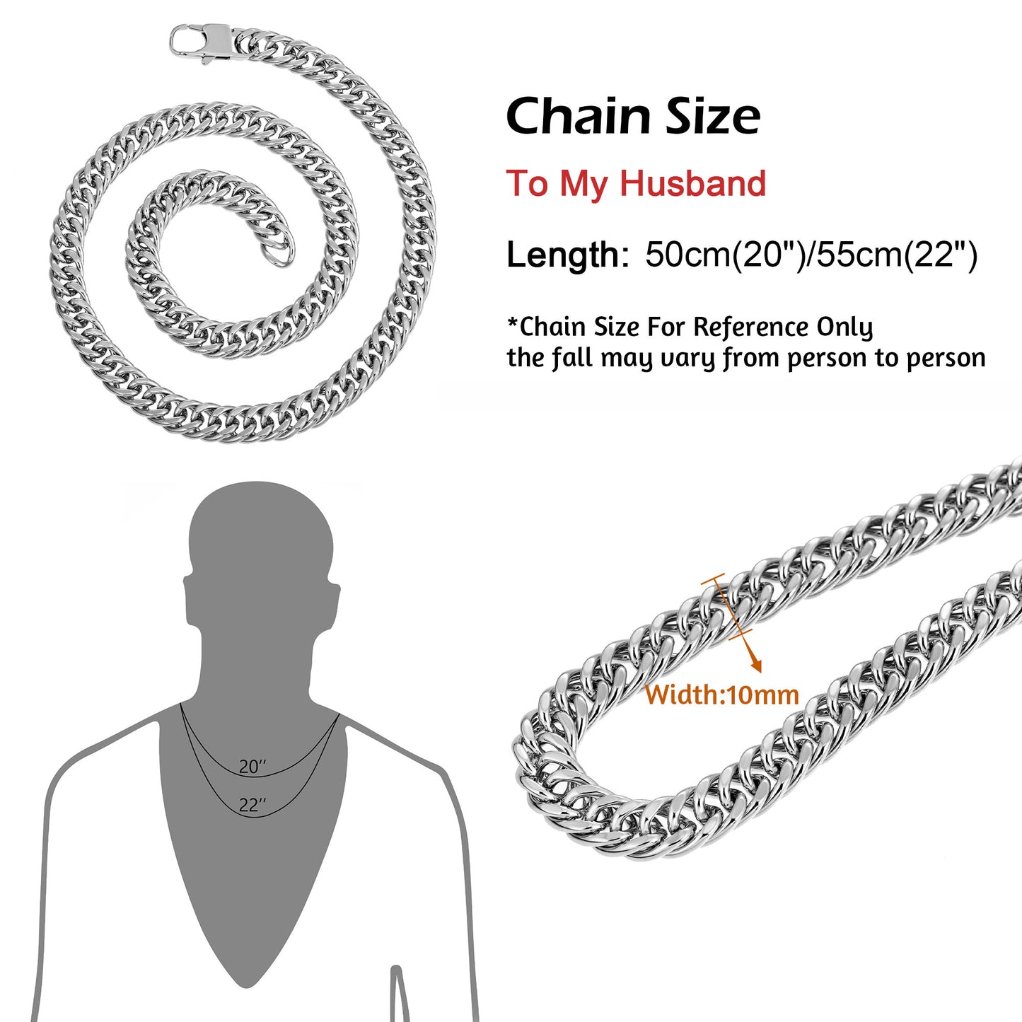 10mm steel Necklace N00197