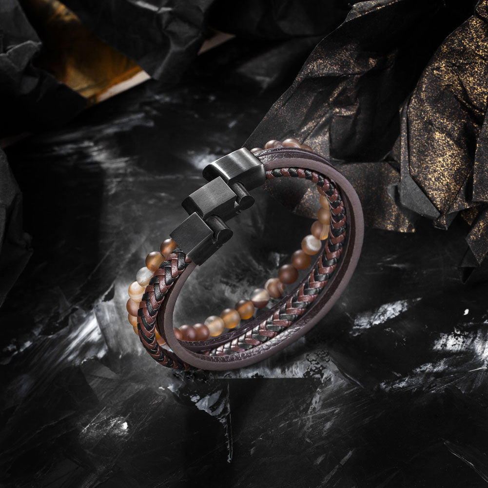 Leather And Bead Bracelet BHR00037