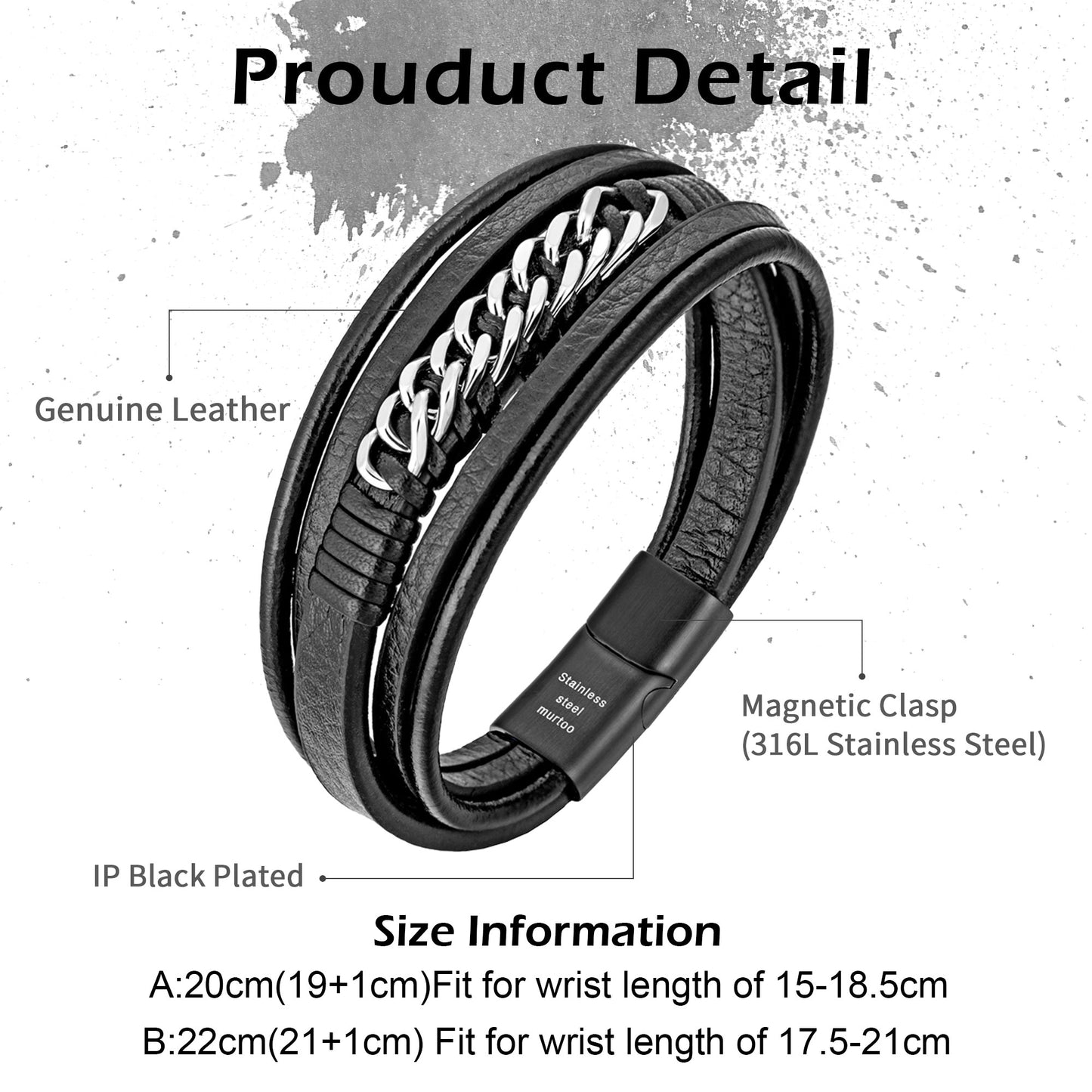Leather And Steel Bracelet B00421