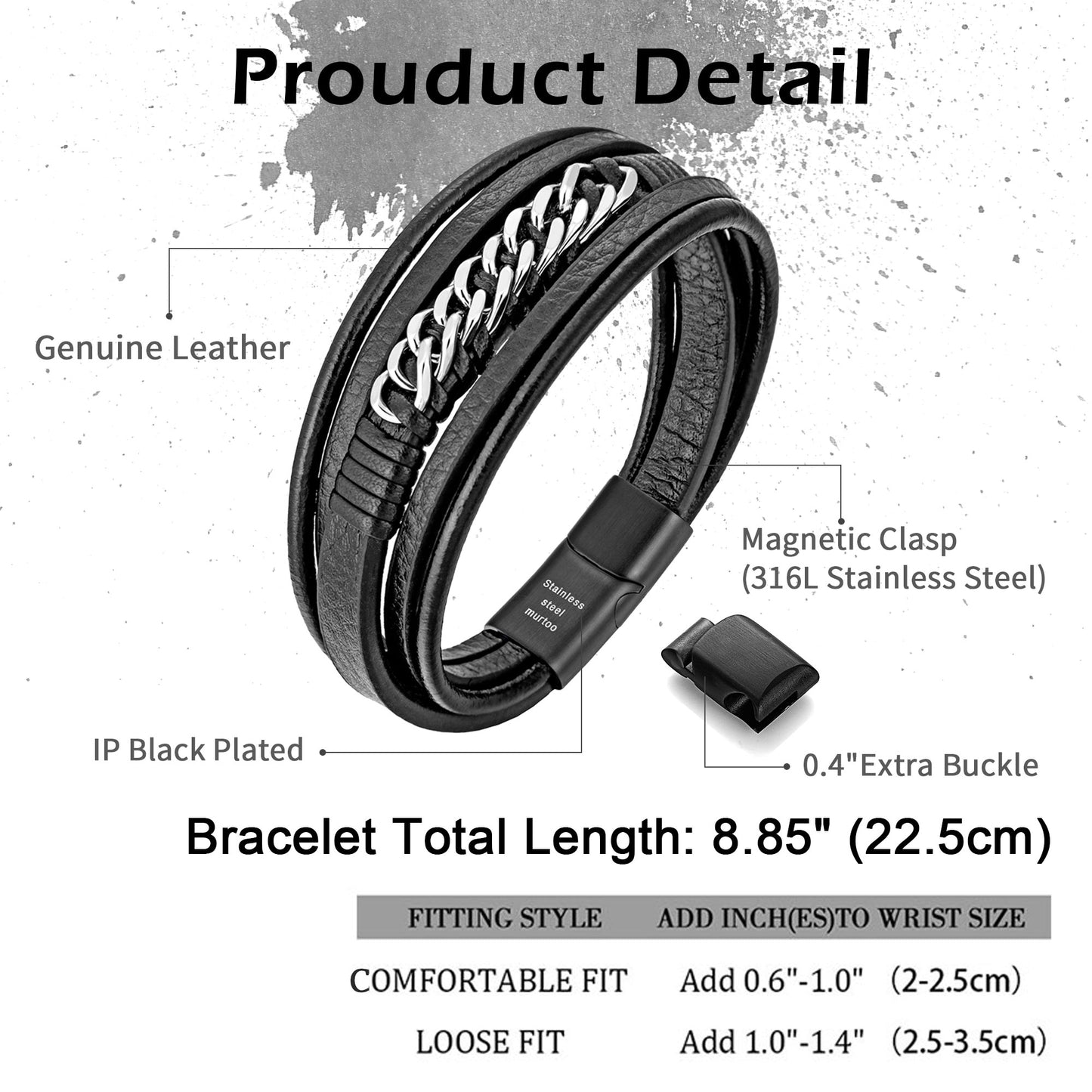 Leather And Steel Bracelet B00421