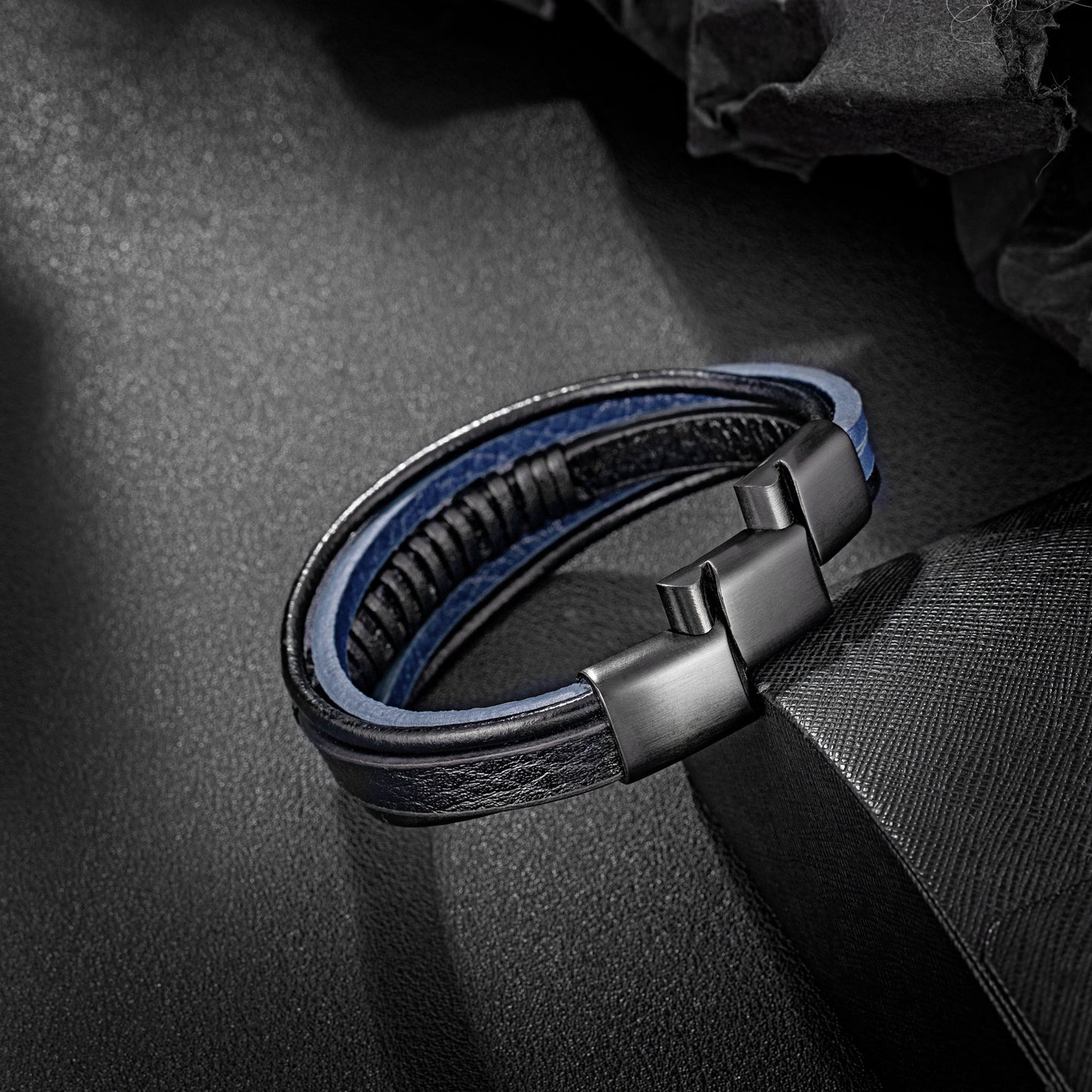 Leather And Steel Bracelet B00425