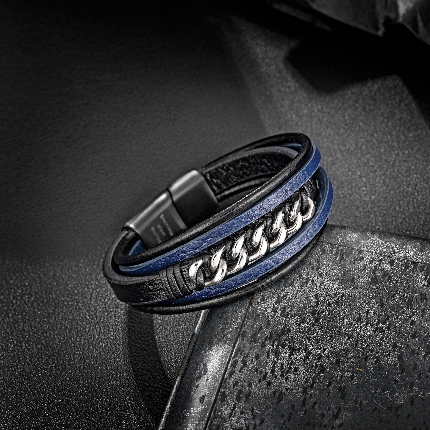 Leather And Steel Bracelet B00425