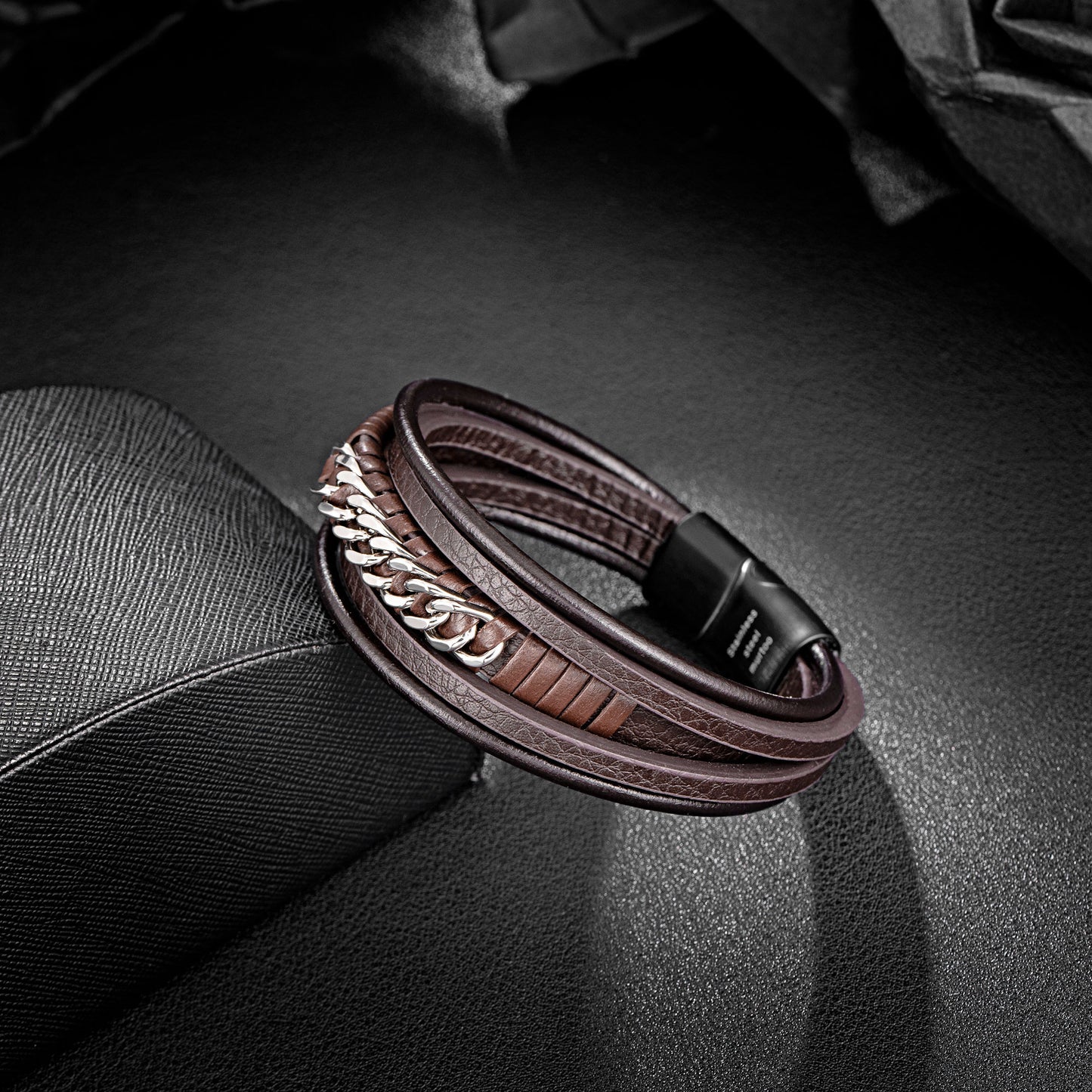Leather And Steel Bracelet B00423