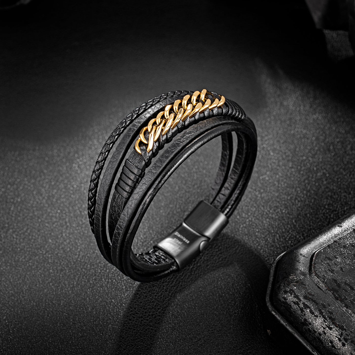 Leather And Steel Bracelet B00427
