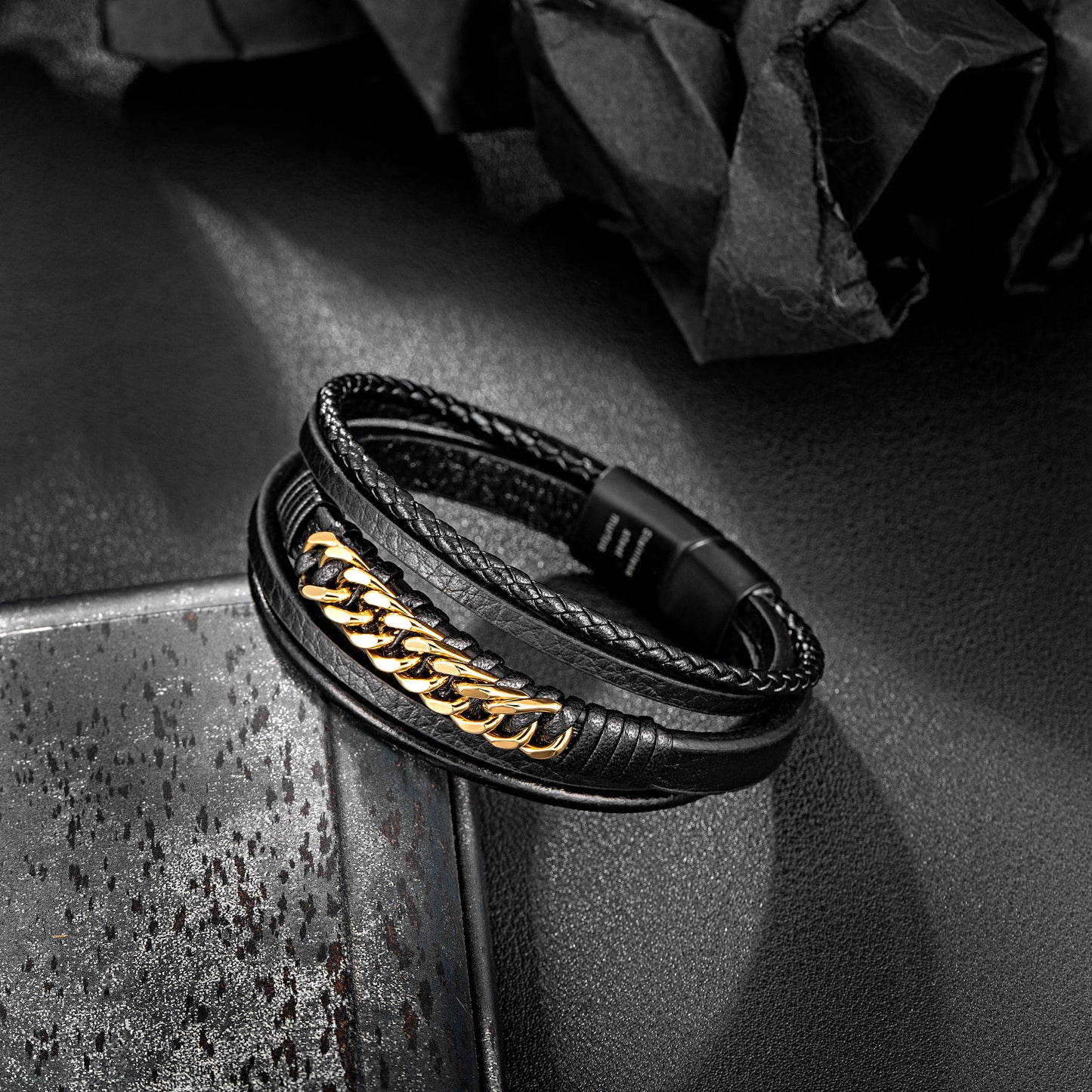 Leather And Steel Bracelet B00427