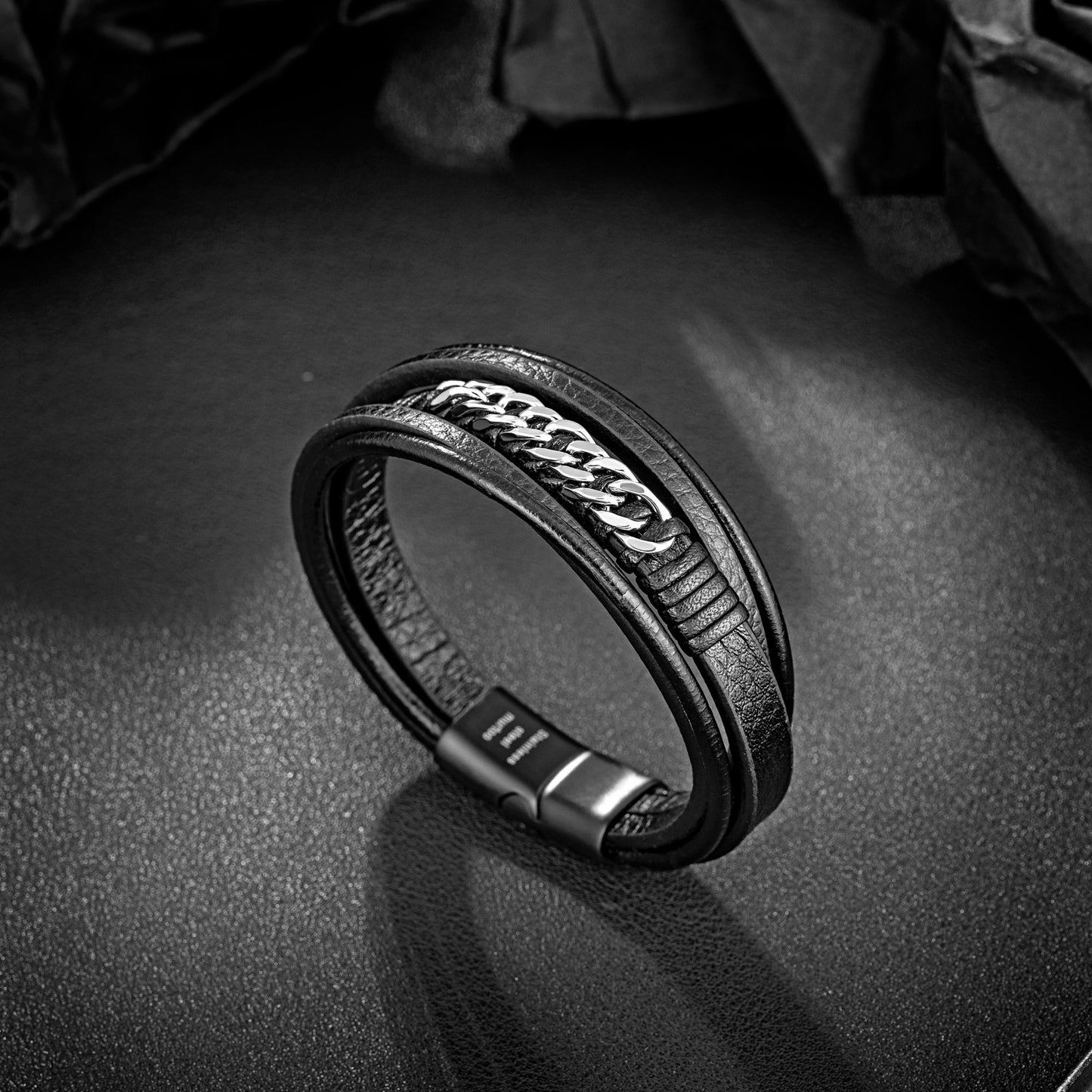 Leather And Steel Bracelet B00421