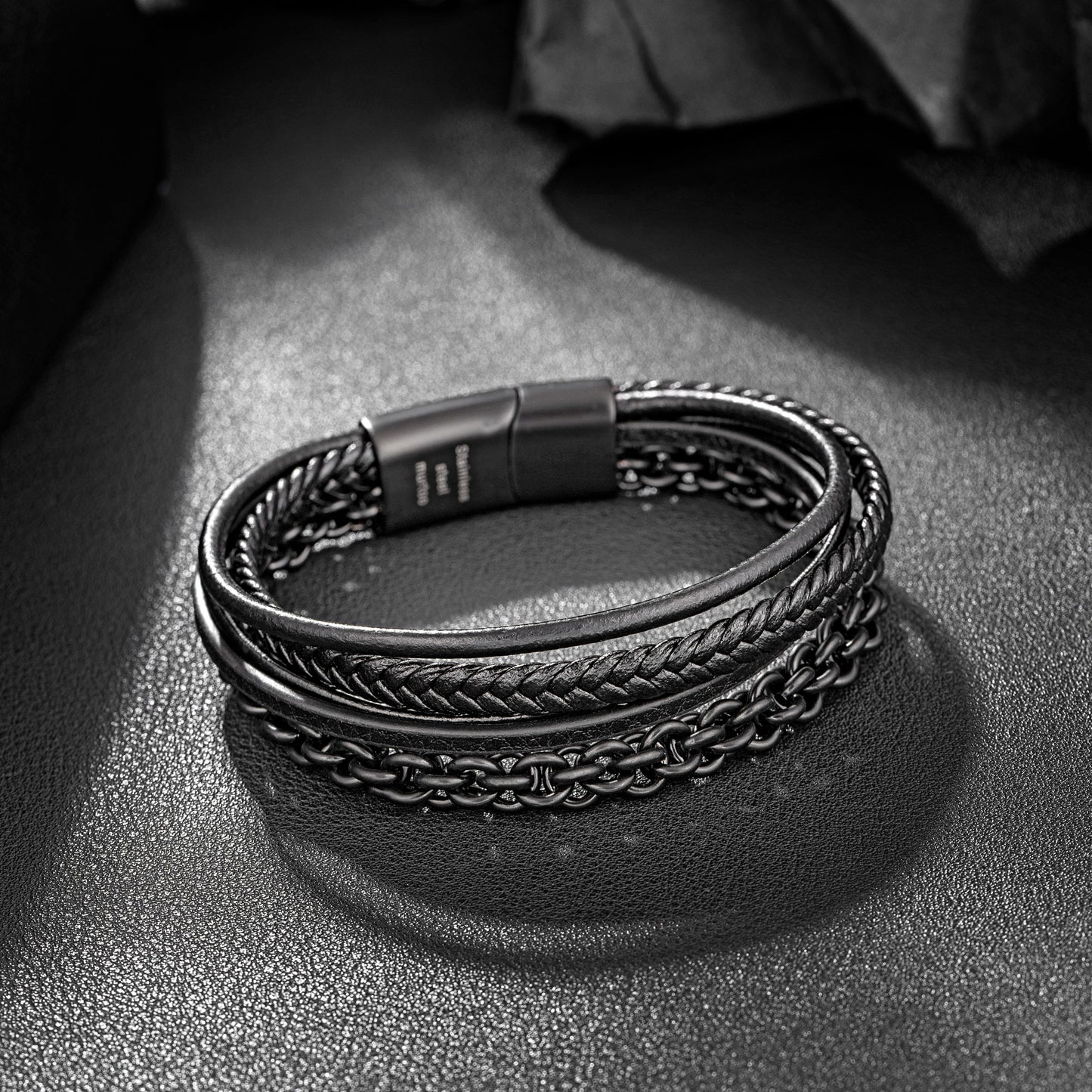 Leather And Steel Bracelet B00454