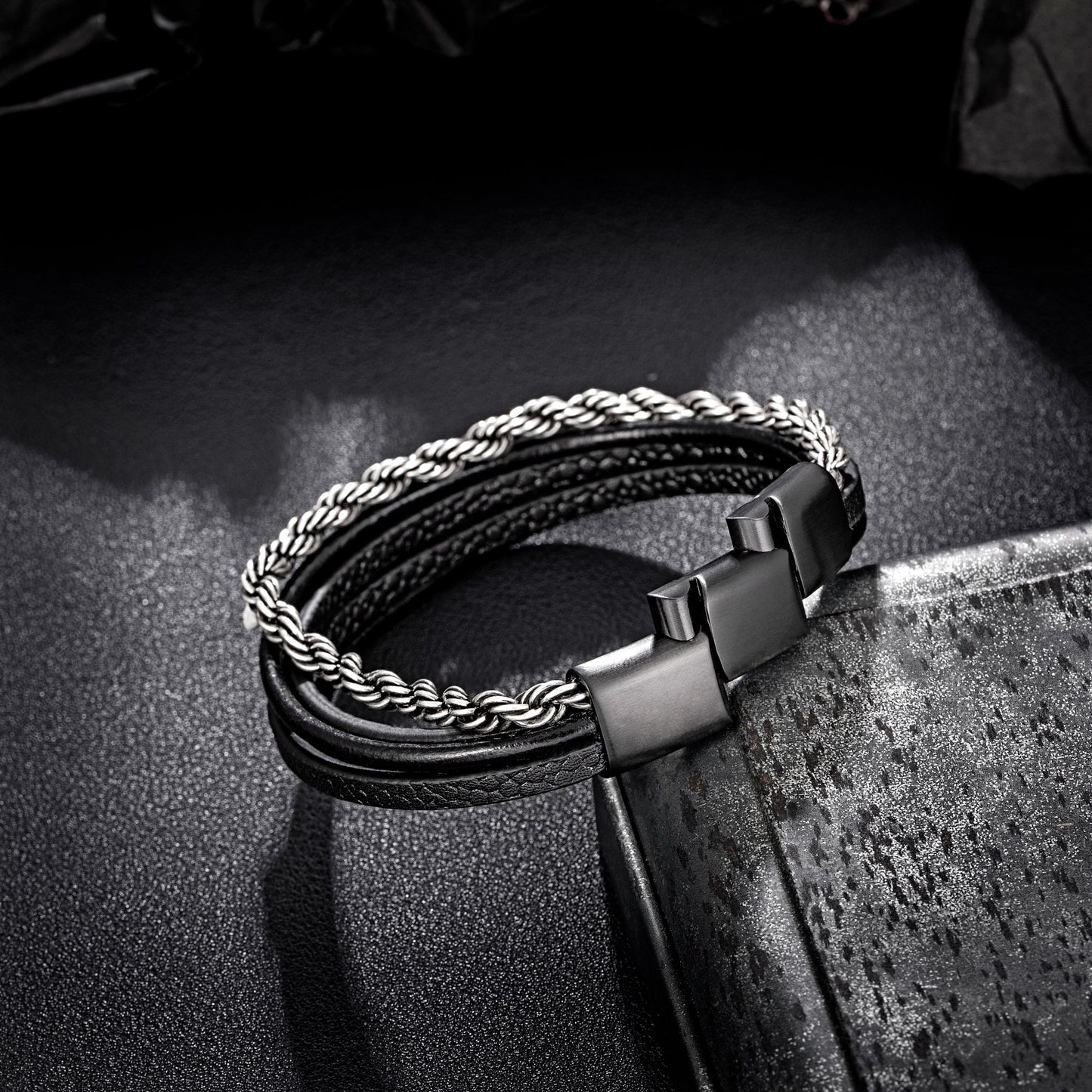 Leather And Steel Bracelet B00453