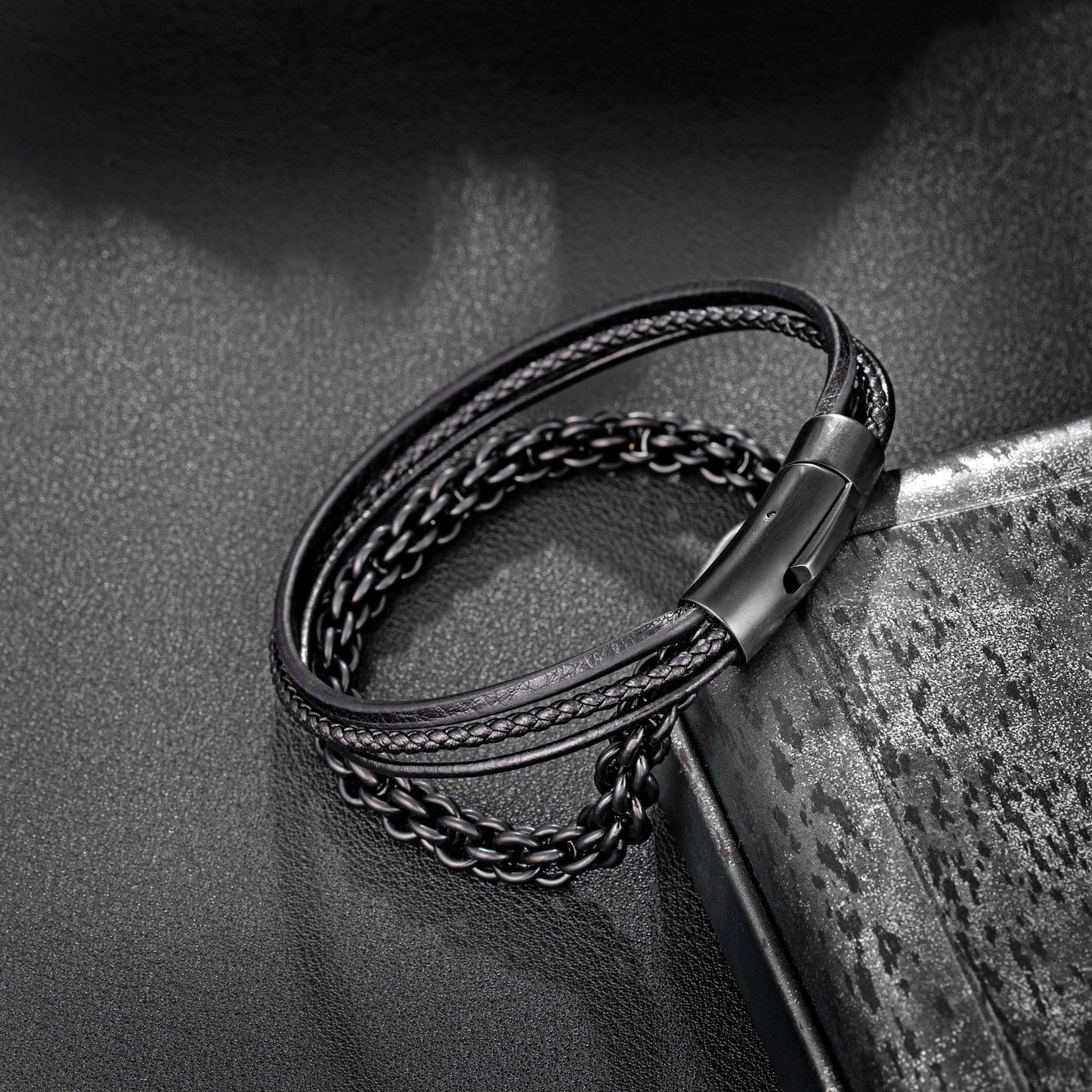 Leather And Steel Bracelet B00456
