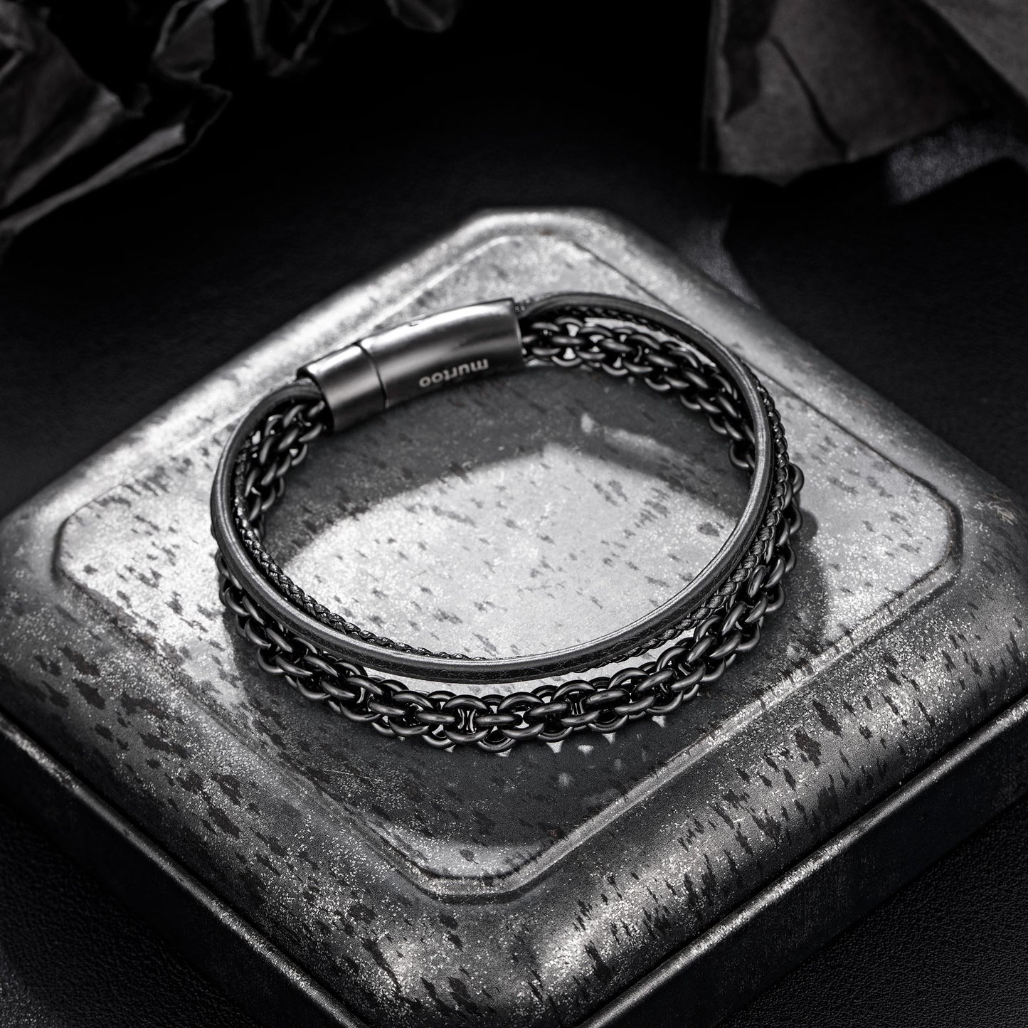 Leather And Steel Bracelet B00456