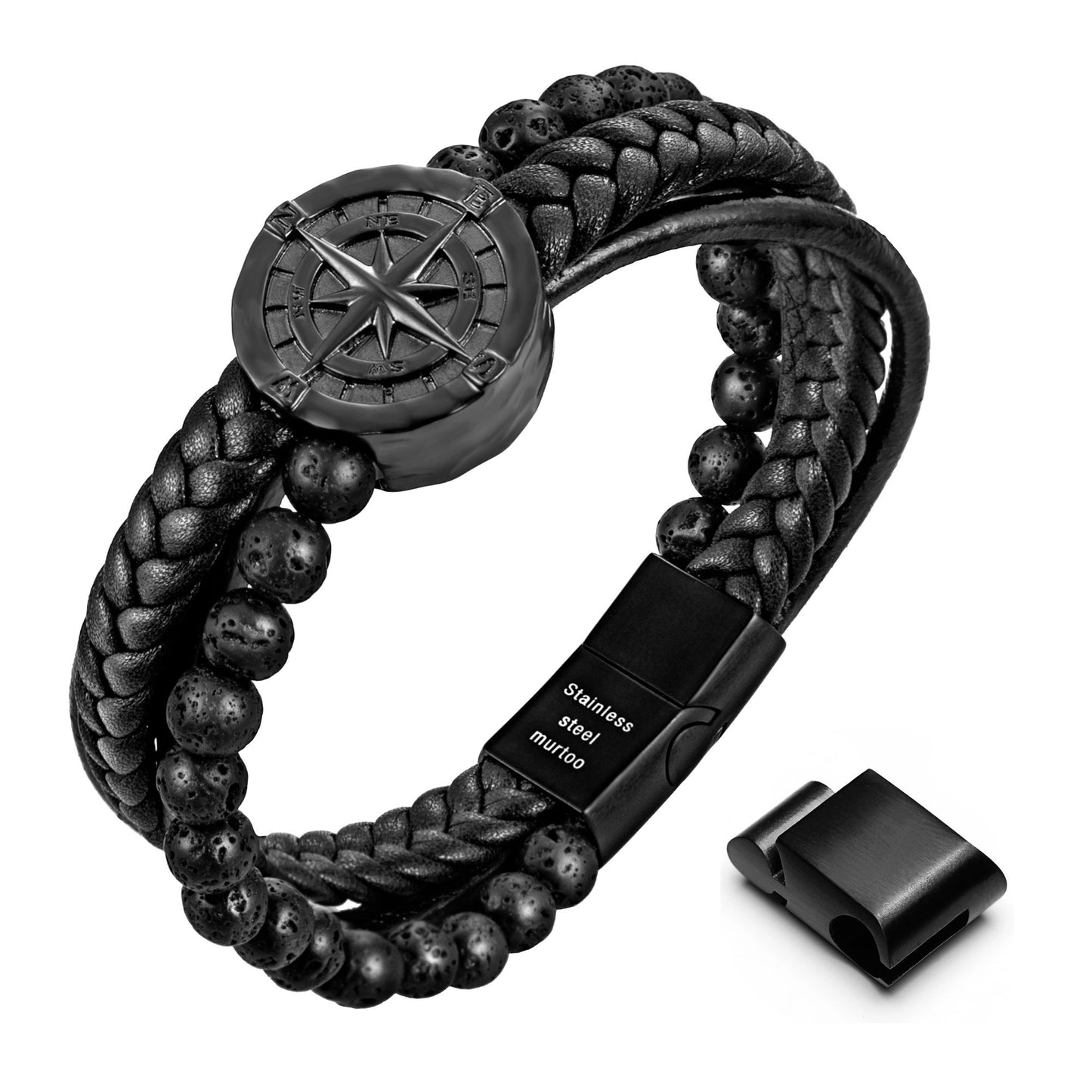 Compass leather bracelet for men B00464