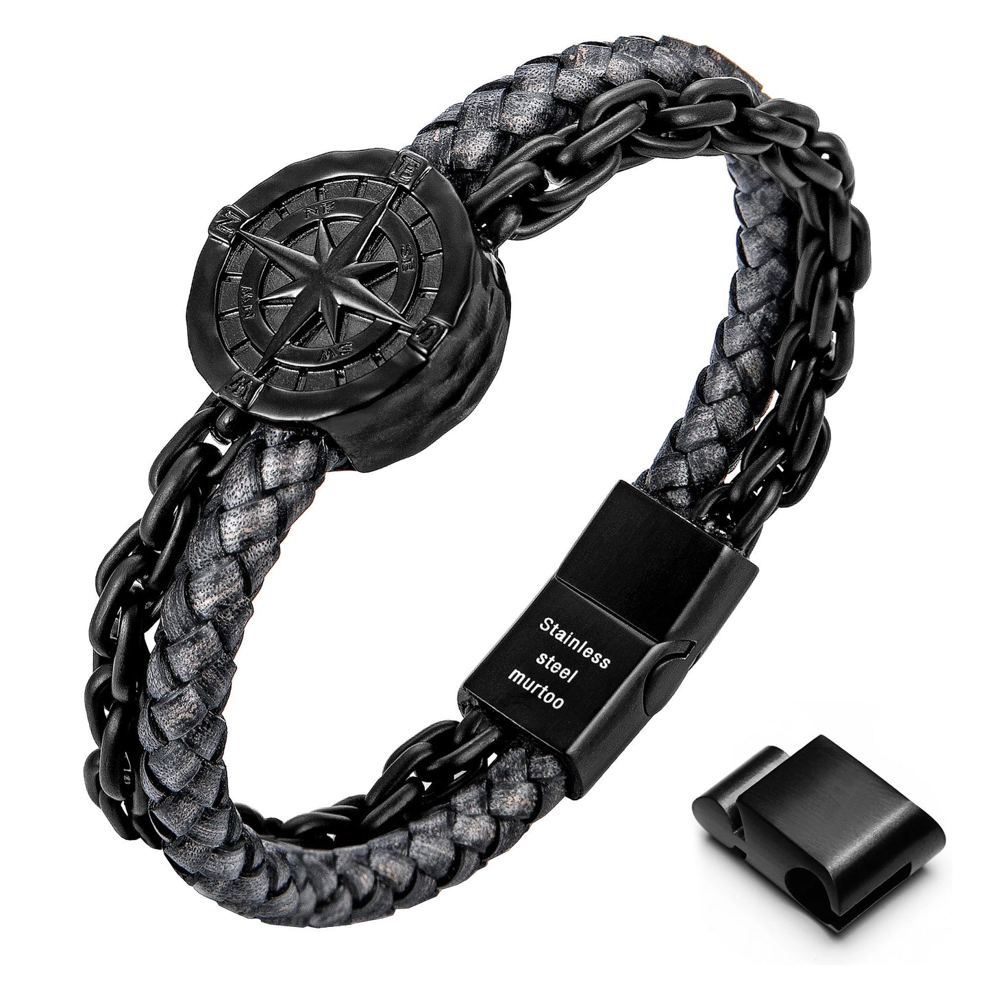 Compass leather bracelet for men B00468