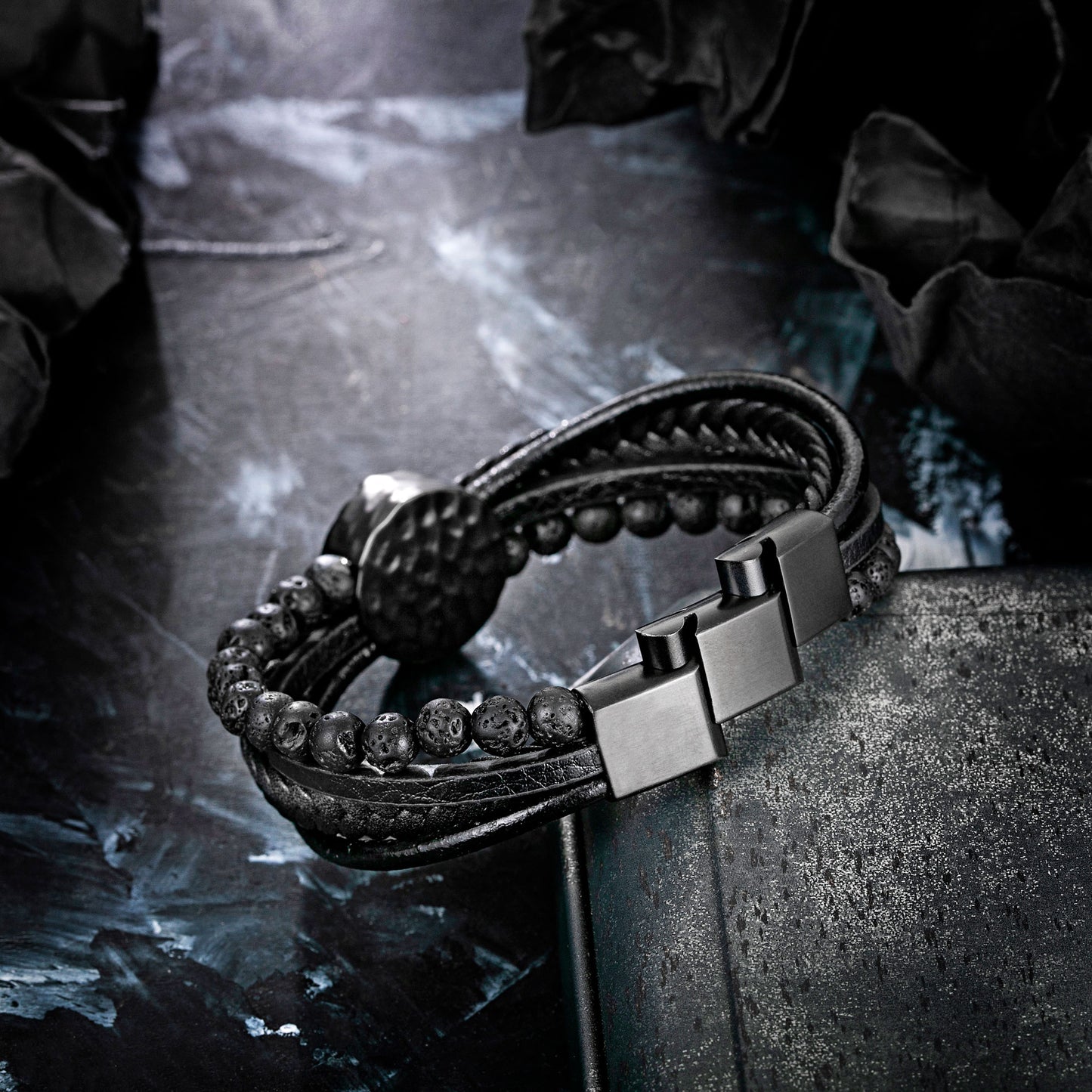 Compass leather bracelet for men B00464