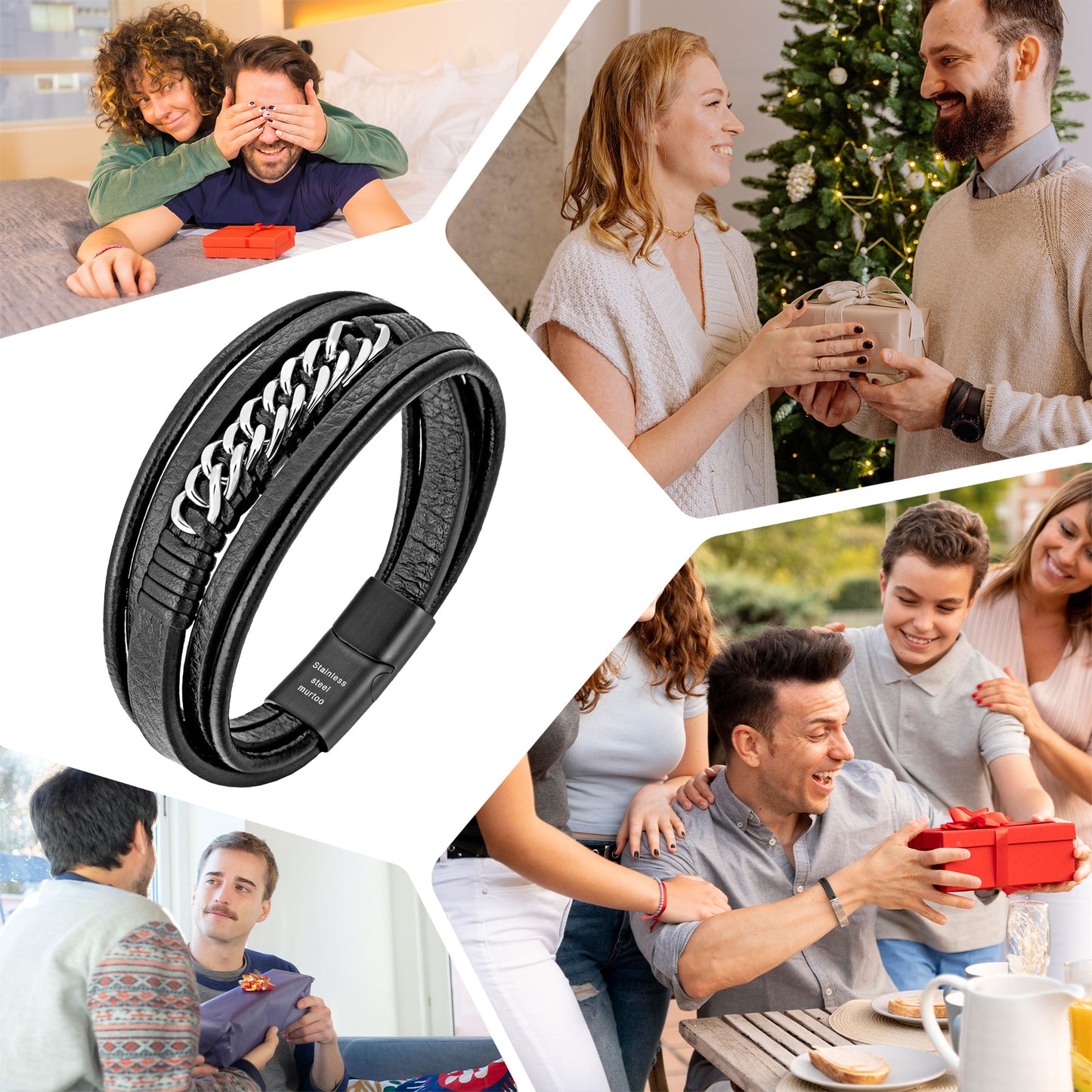 Leather And Steel Bracelet B00421