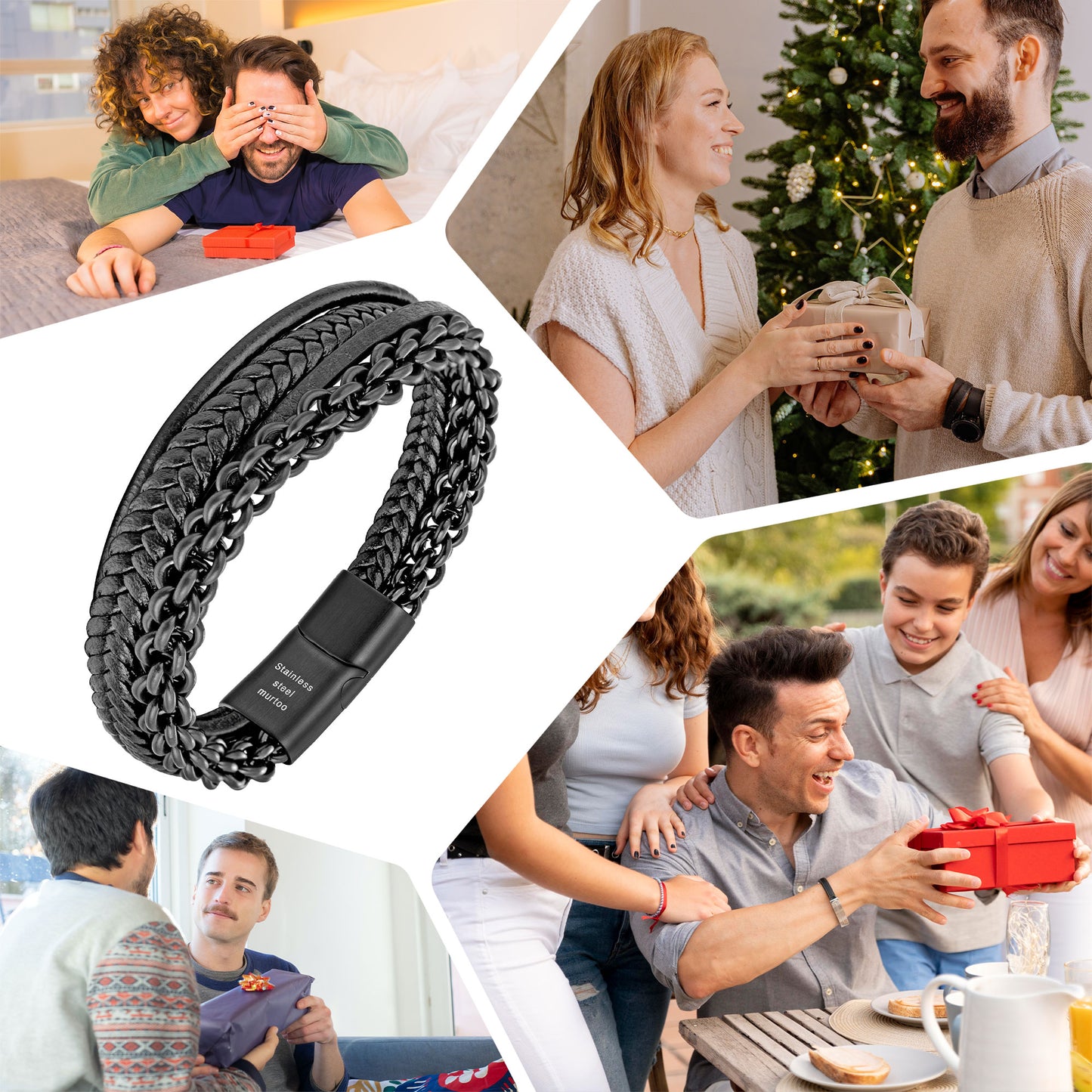 Leather And Steel Bracelet B00454