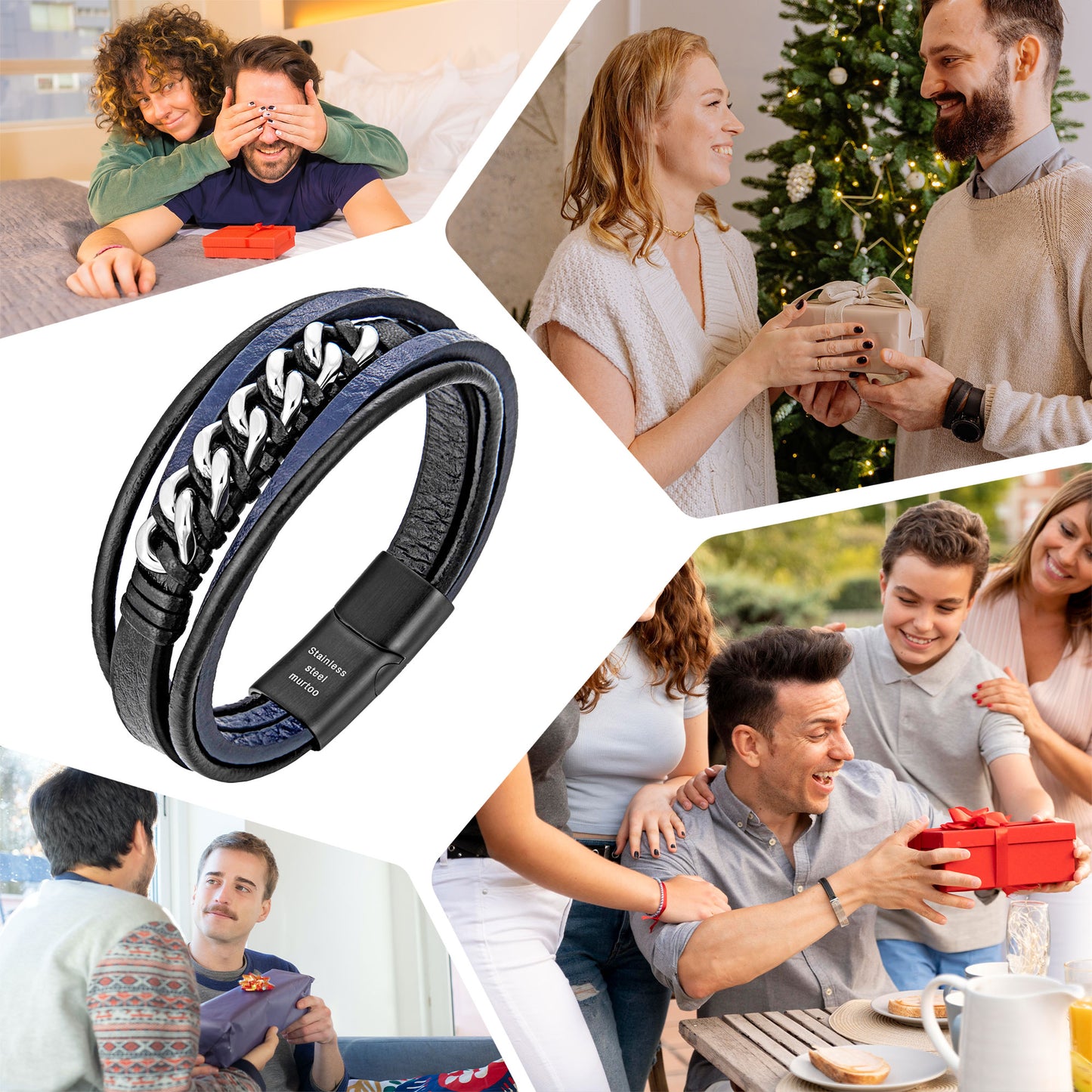 Leather And Steel Bracelet B00425