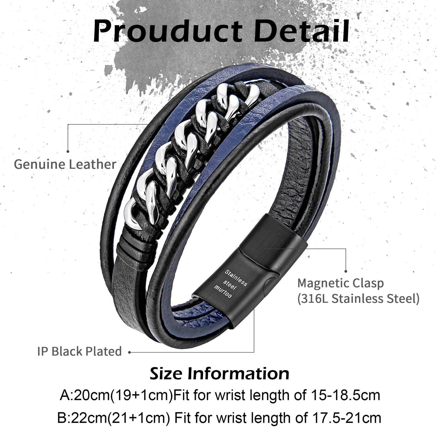 Leather And Steel Bracelet B00425
