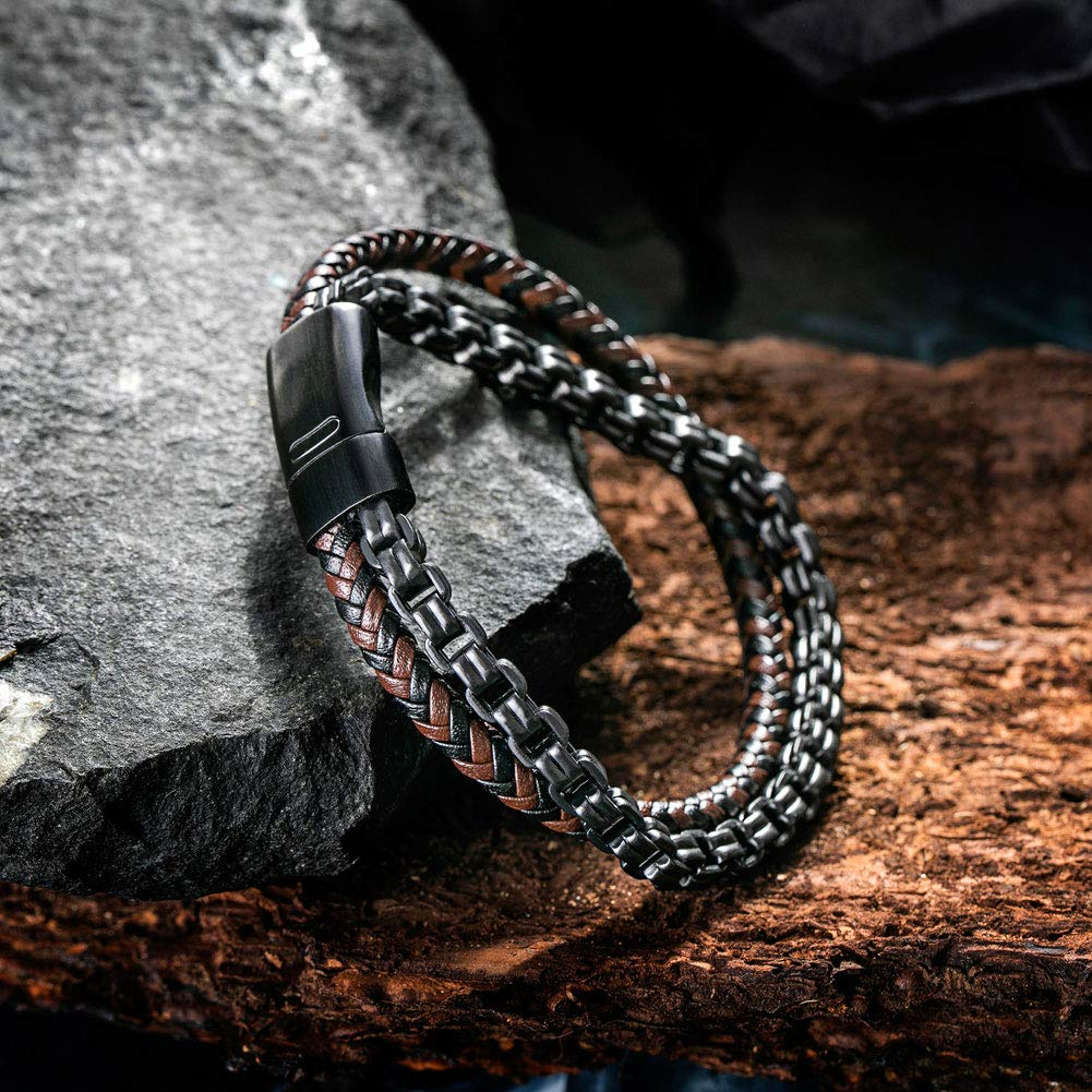 Leather And Steel Bracelet BHR00085