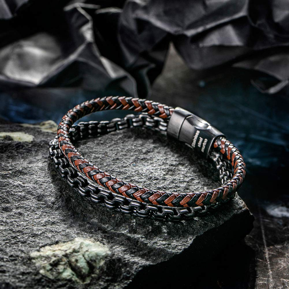 Leather And Steel Bracelet BHR00085