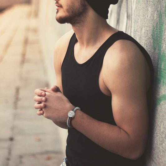 Compass leather bracelet for men B00474