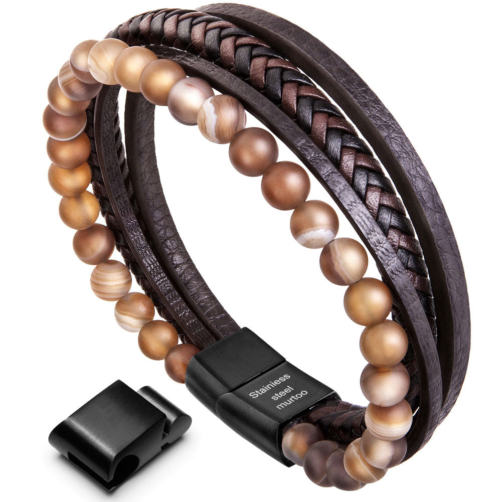 Leather And Bead Bracelet