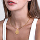 Gold Compass Pendant Necklace Curb Chain N02162