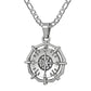 Silver Compass Pendant Necklace Figaro Chain N01866