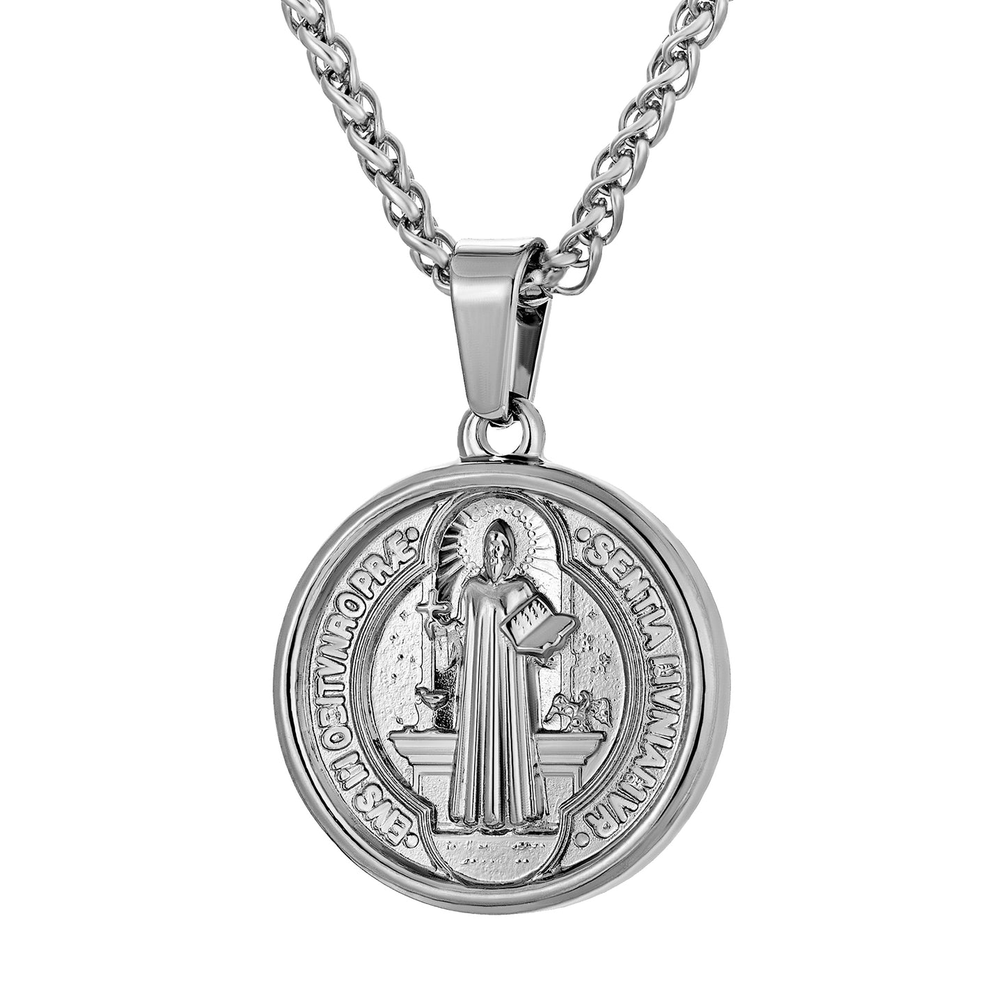 Silver Pendant Necklace Wheat Chain N00894