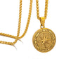 Gold Compass Necklace Wheat Chain N02168