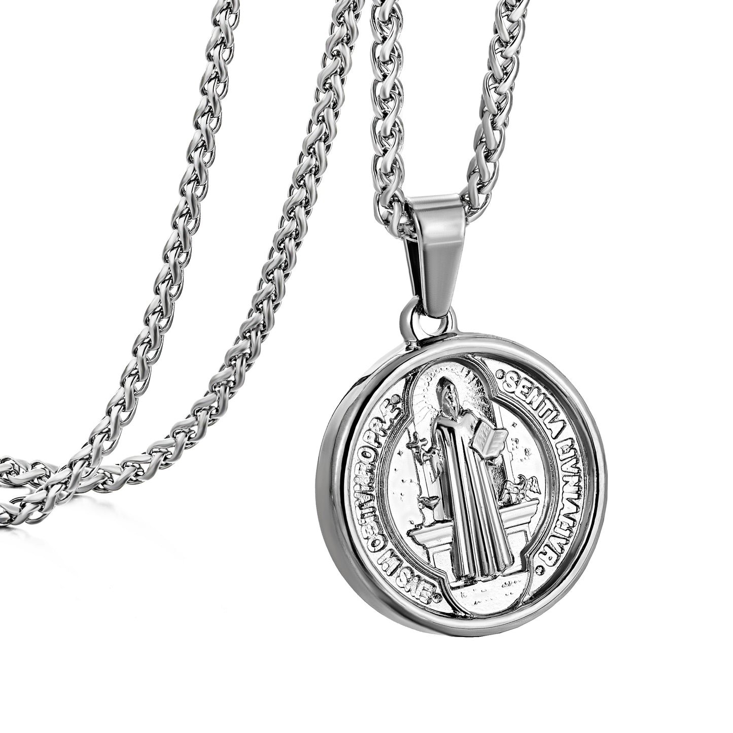 Silver Pendant Necklace Wheat Chain N00894