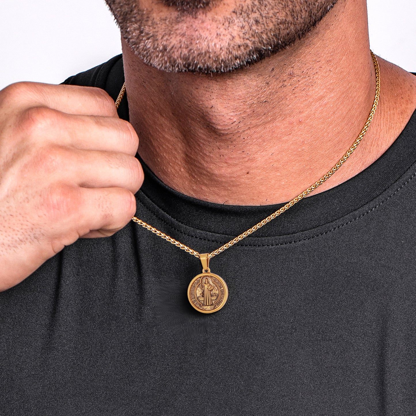 Antique Gold Pendant Necklace Wheat Chain N00945