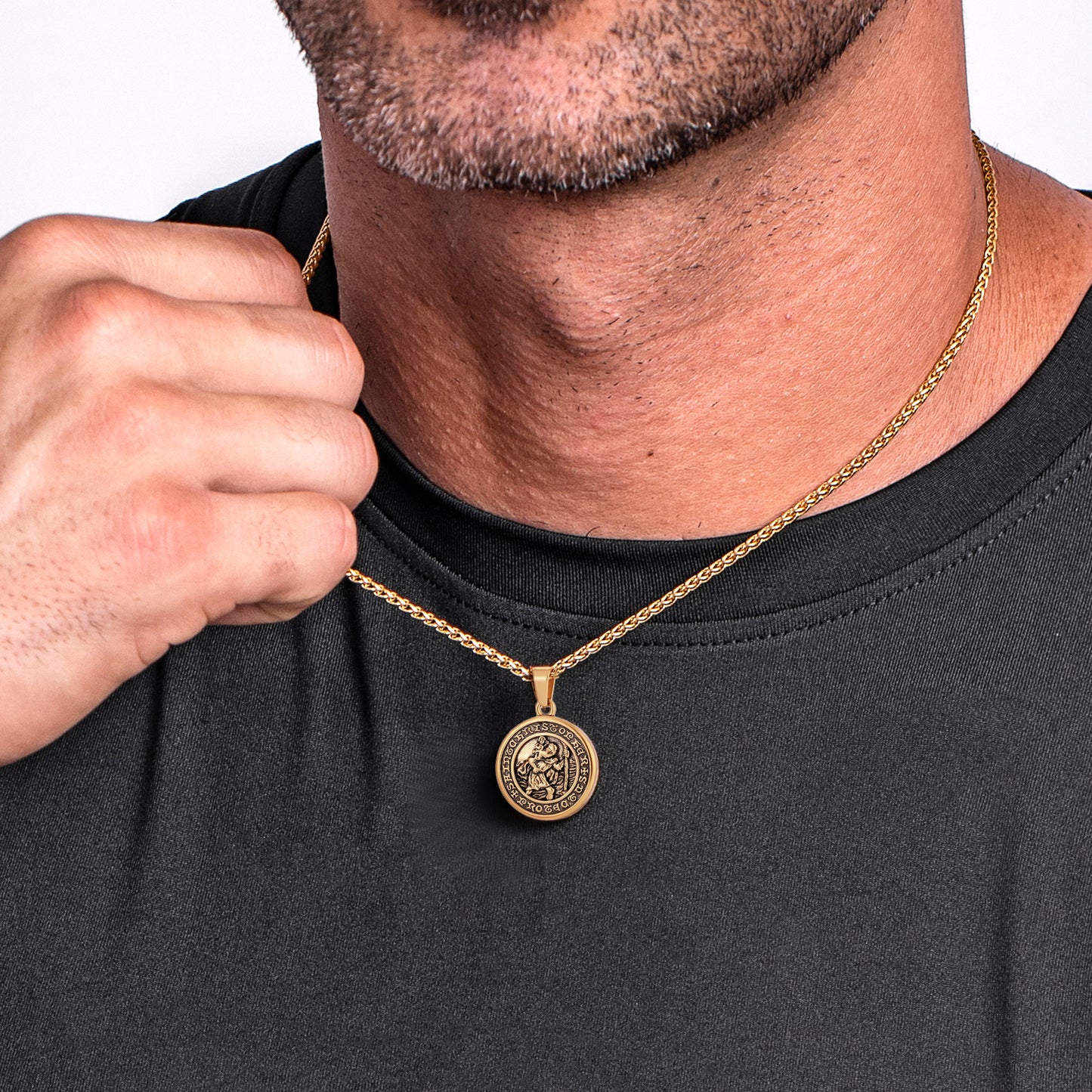 Antique Gold Pendant Necklace Wheat Chain N01013