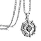 Silver Compass Pendant Necklace Figaro Chain N01866