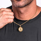 Gold Rose Pendant Necklace Wheat Chain N01544
