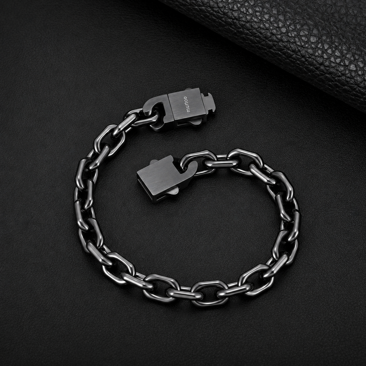 Mens Chain Bracelet, Mens Stainless Steel and Gold Bracelets, Square Link Bracelet, Adjustable Box Clasp 8mm B00399