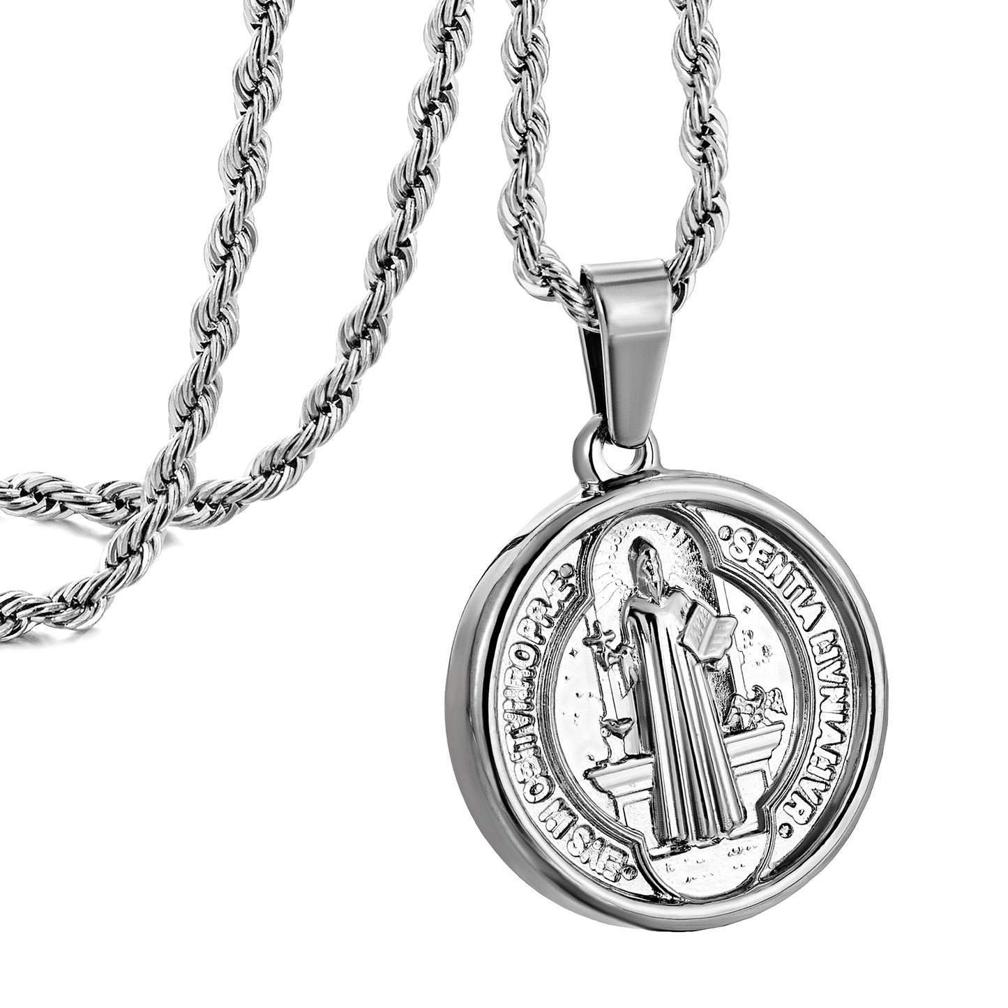 Silver Pendant Necklace Twisted Rope Chain N00893