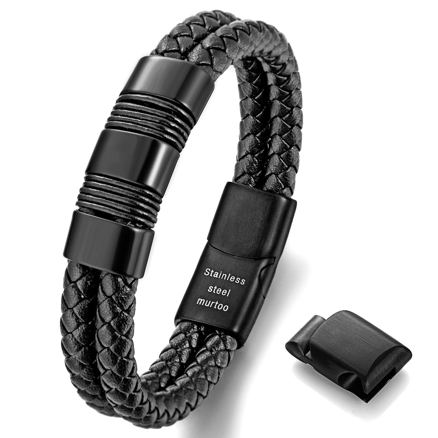 Leather and Steel Bracelet B00534