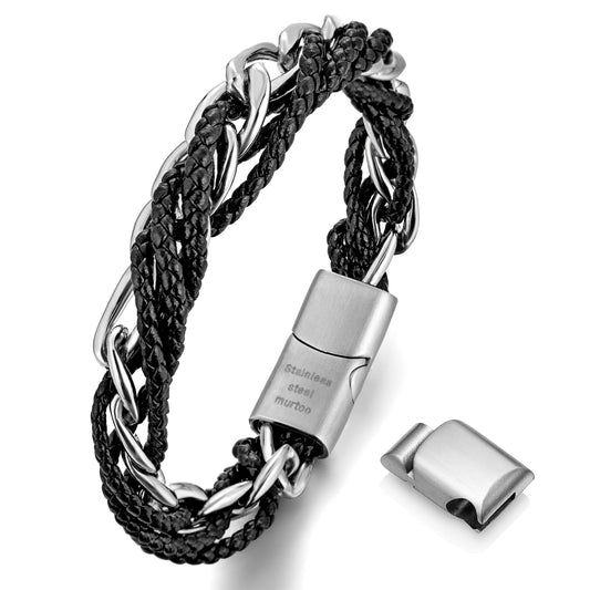 Leather and Steel Bracelet B00622