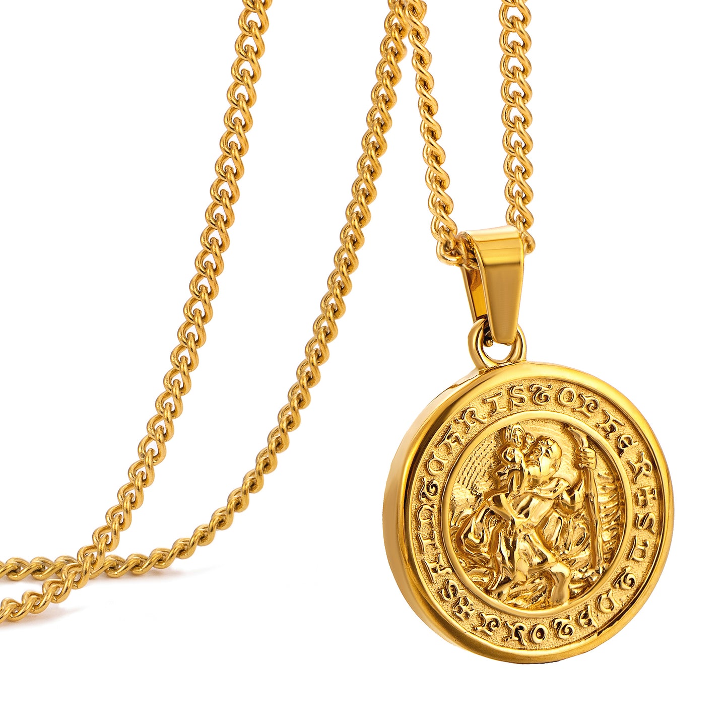 Gold Pendant Necklace Curb Chain N00990
