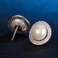 Freshwater Pearl Necklace and Earrings Set, S925 Silver Round Halo Jewelry Set for Women