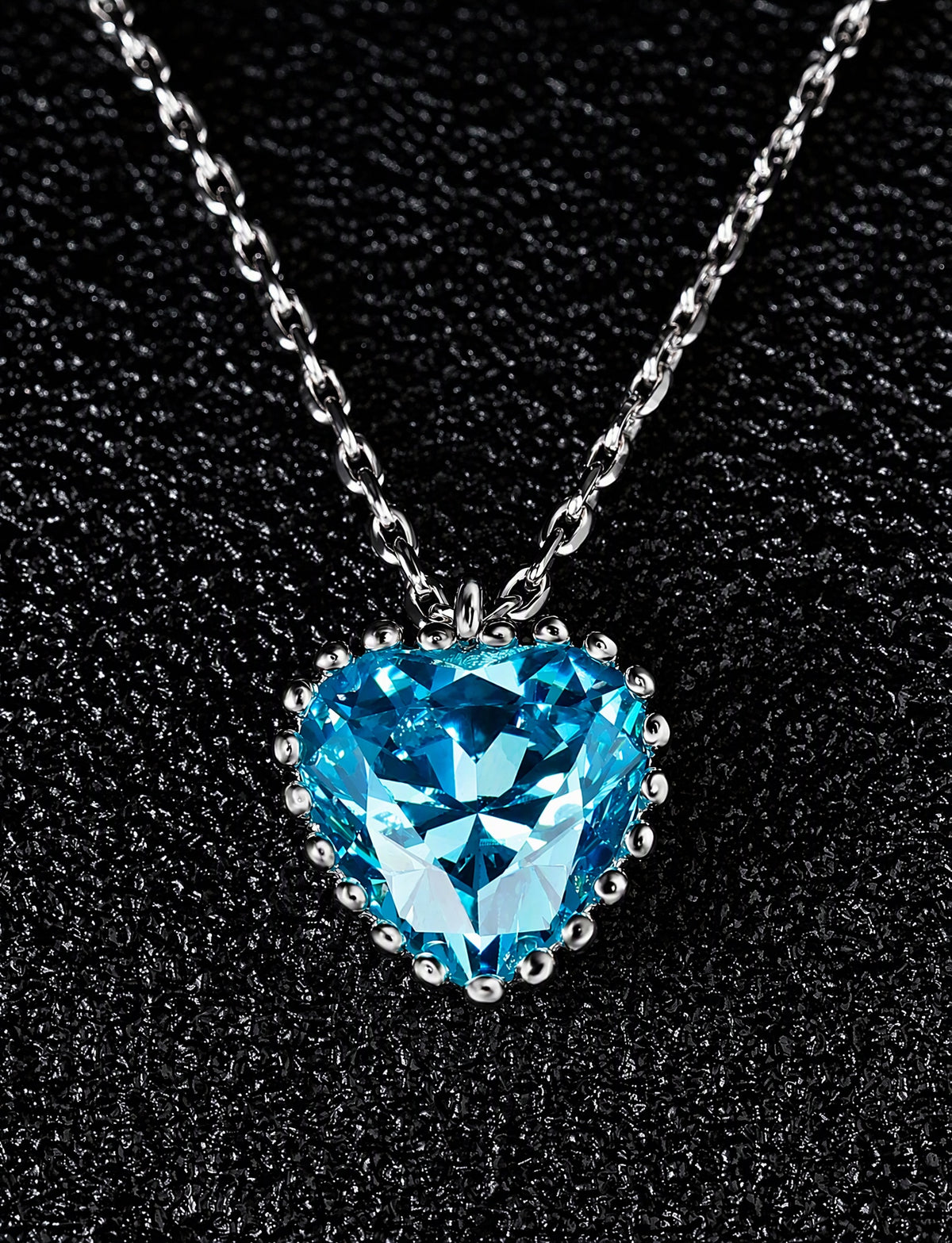 Heart Pendant Necklace for Women, Faceted Heart Center with Beaded Edge, Dainty Romantic Jewelry for Everyday Style
