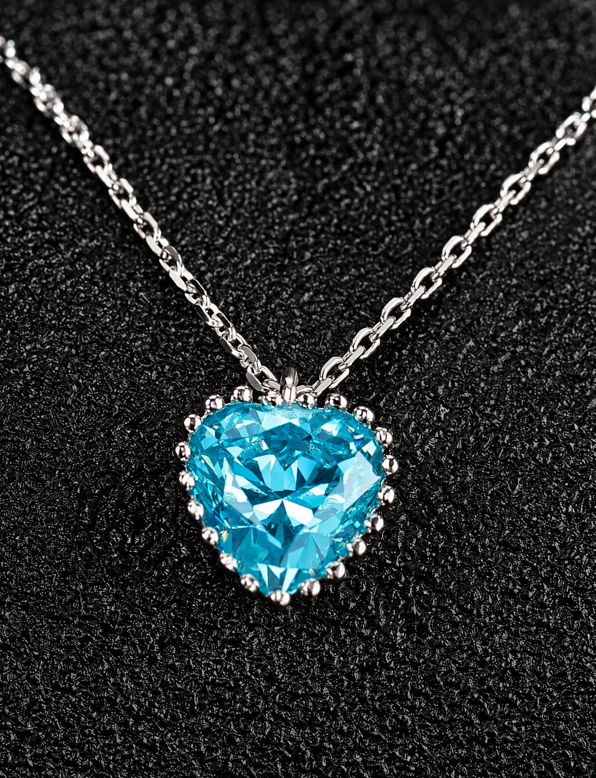 Heart Pendant Necklace for Women, Faceted Heart Center with Beaded Edge, Dainty Romantic Jewelry for Everyday Style
