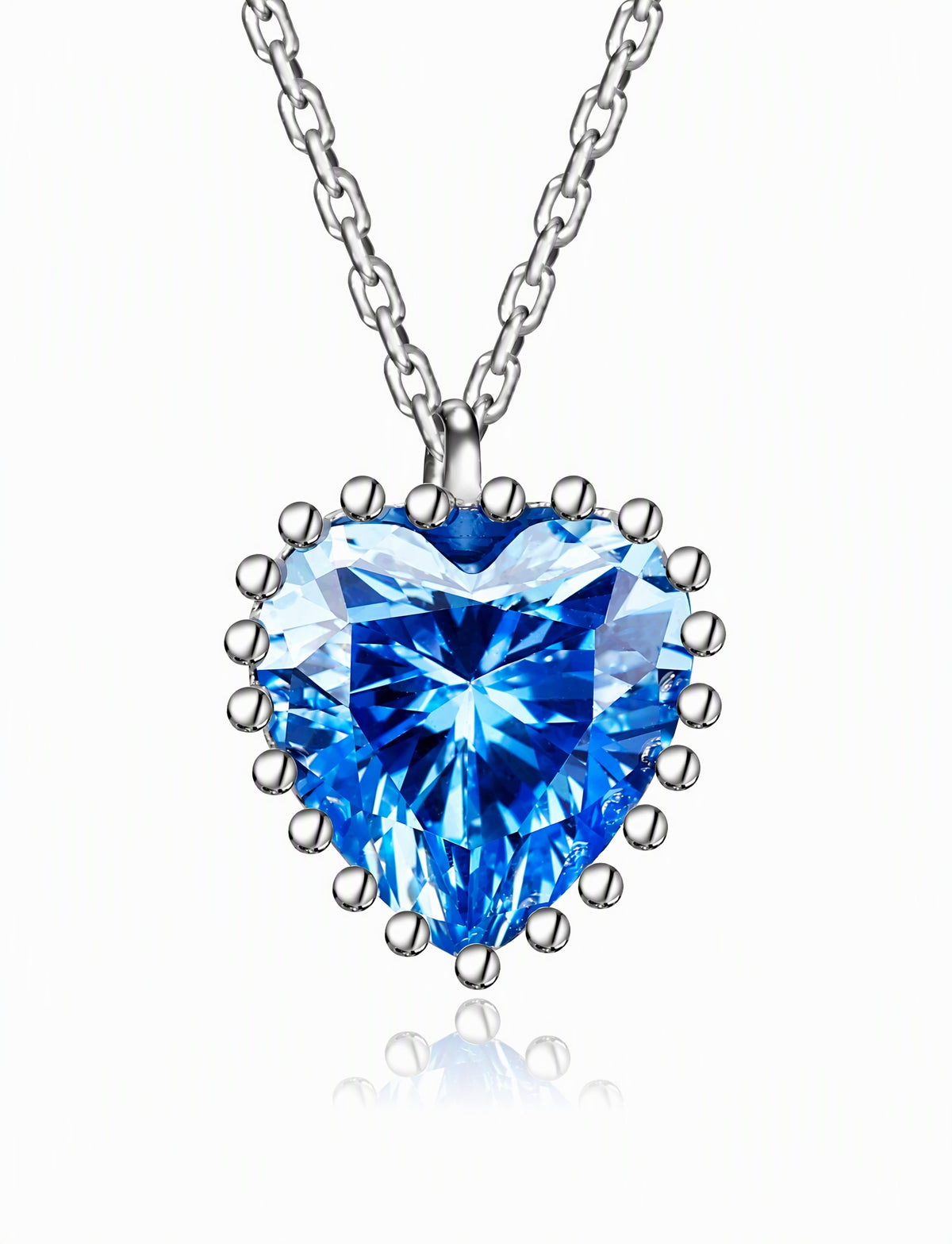 Heart Pendant Necklace for Women, Faceted Heart Design with Beaded Edge, Dainty Jewelry for Daily Styling and Occasions