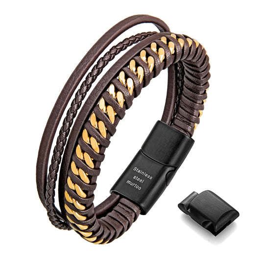 Leather and Steel Bracelet B00774