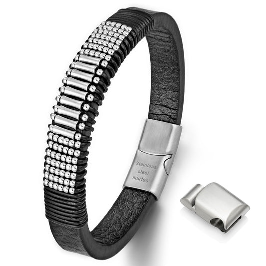 Leather and steel Bracelet B00648